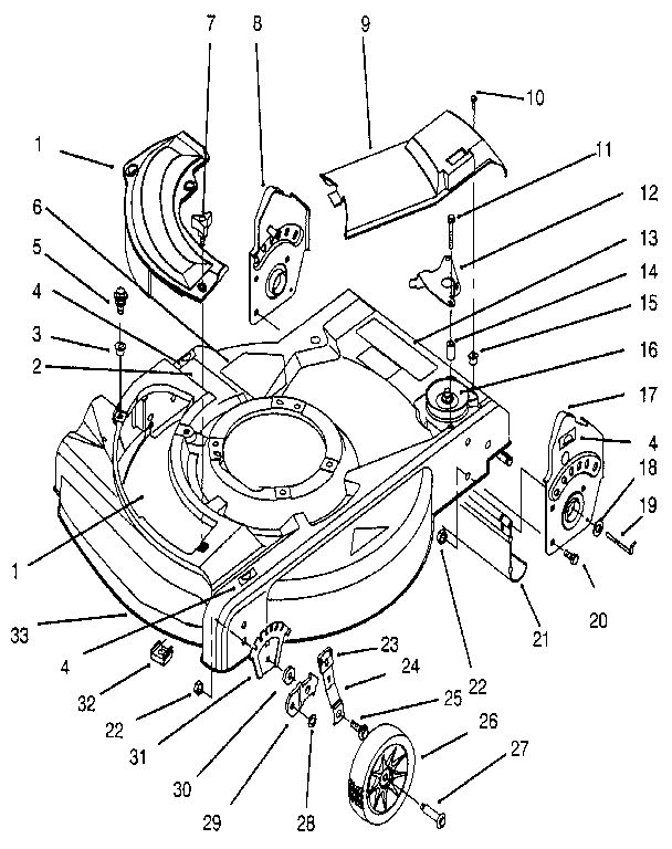 Deck And Wheel Assembly - Self Propelled Diagram and Parts List for 10201 3900001 AND UP Lawn Boy Lawn Mower
